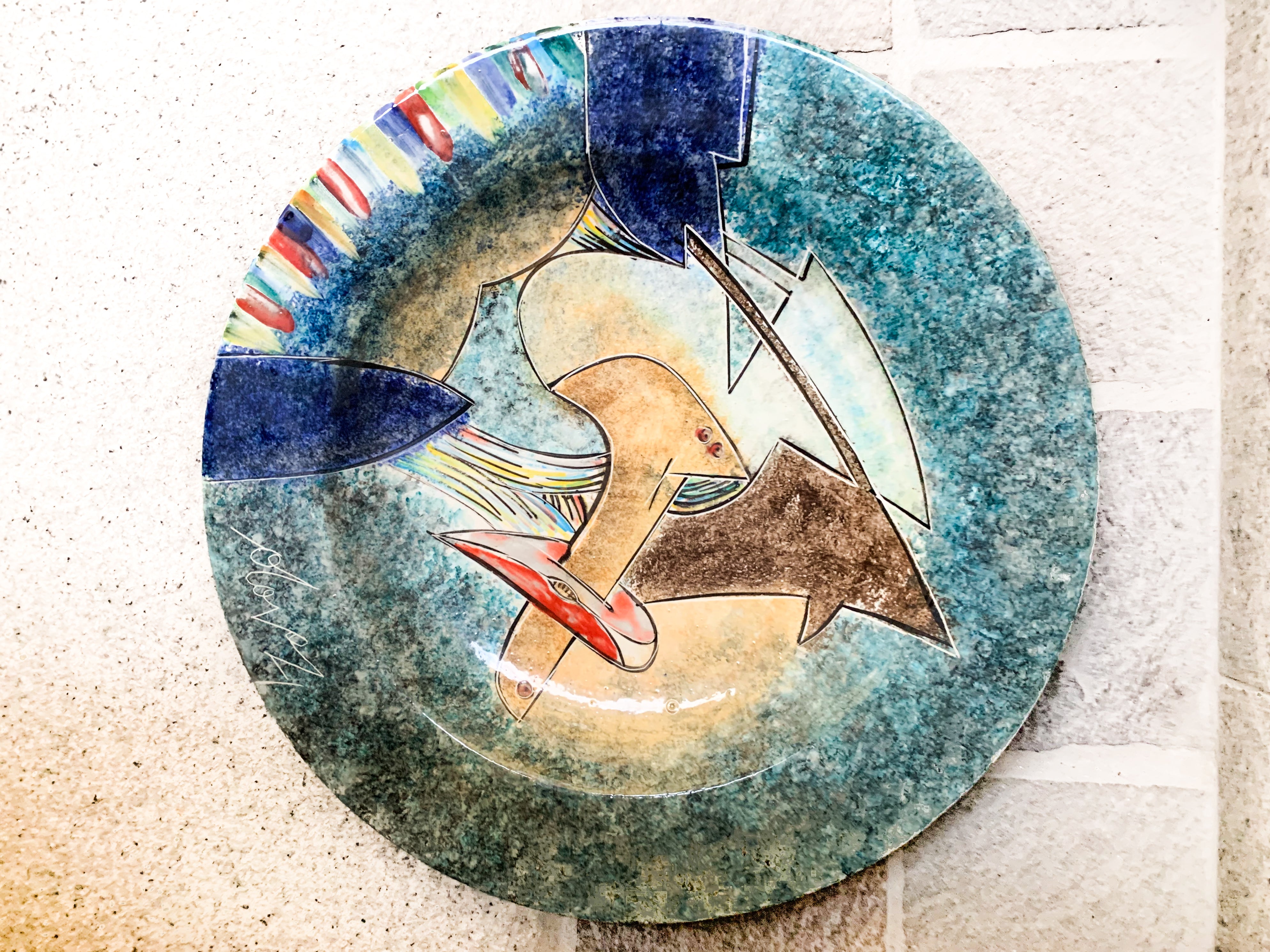 Ceramic plate by Gianni Dova from the 1970s