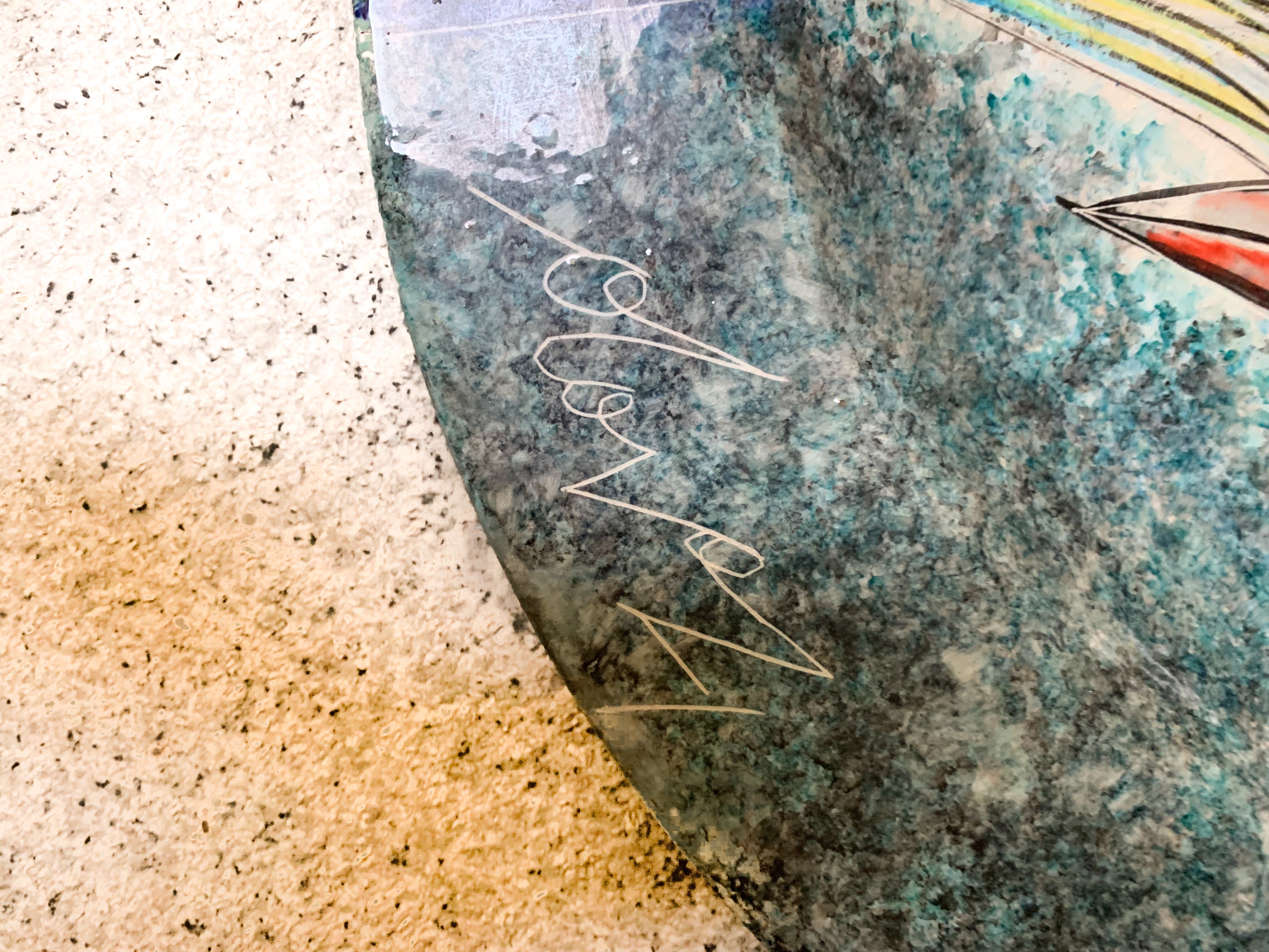 Ceramic plate by Gianni Dova from the 1970s