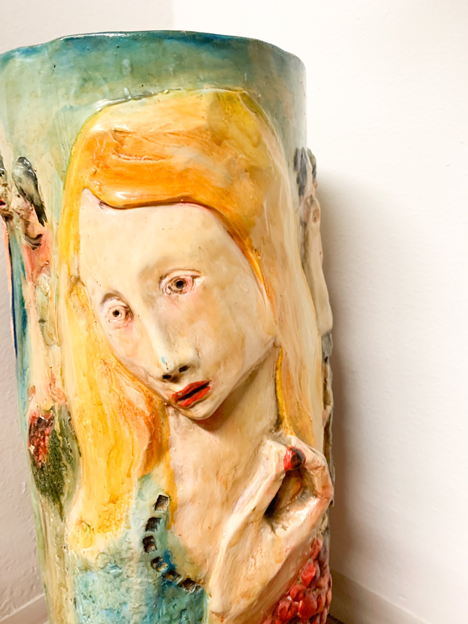 Portaombrelli in ceramica di Pucci Dipinto e Scolpito a Mano Anni 50