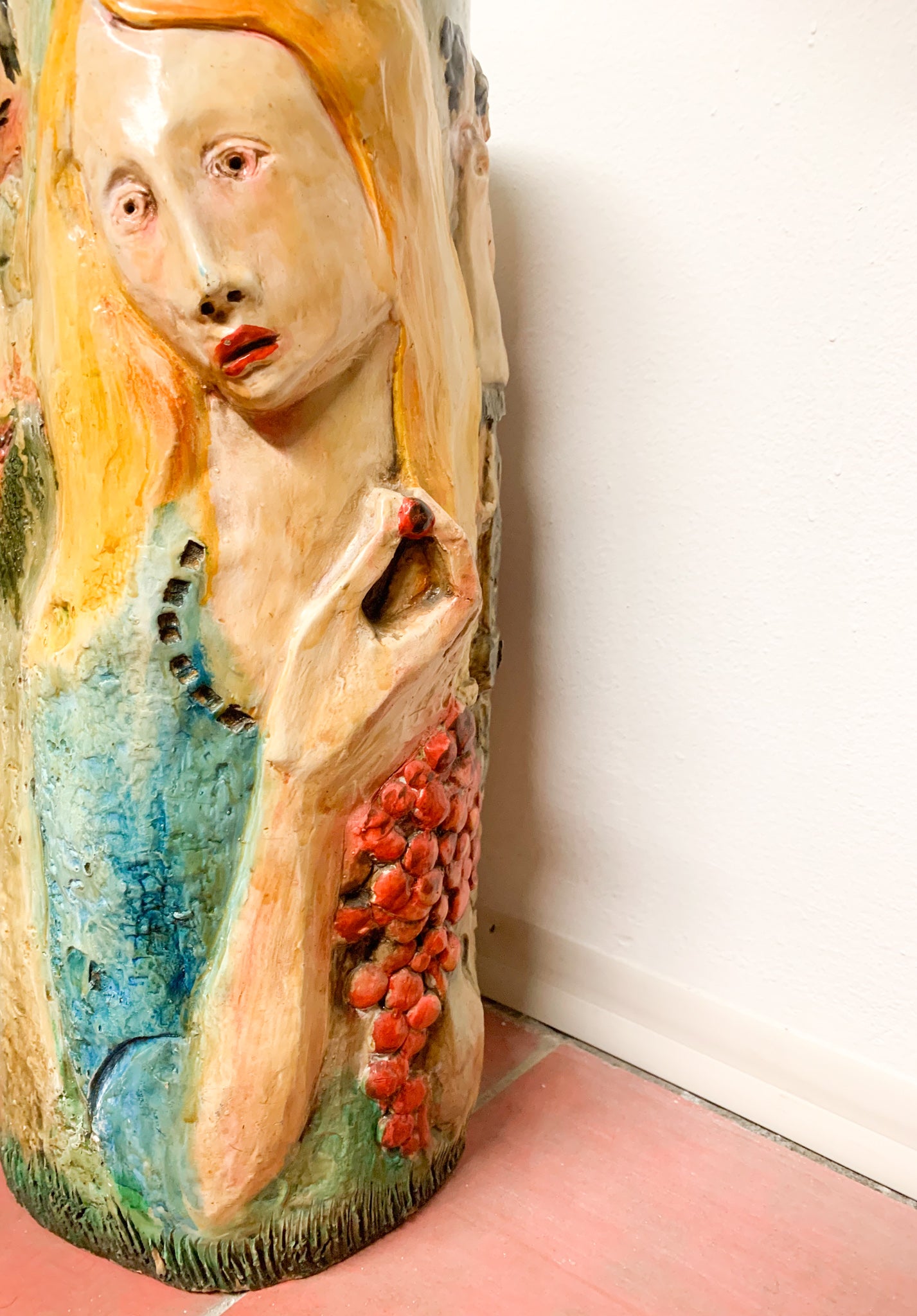 Portaombrelli in ceramica di Pucci Dipinto e Scolpito a Mano Anni 50