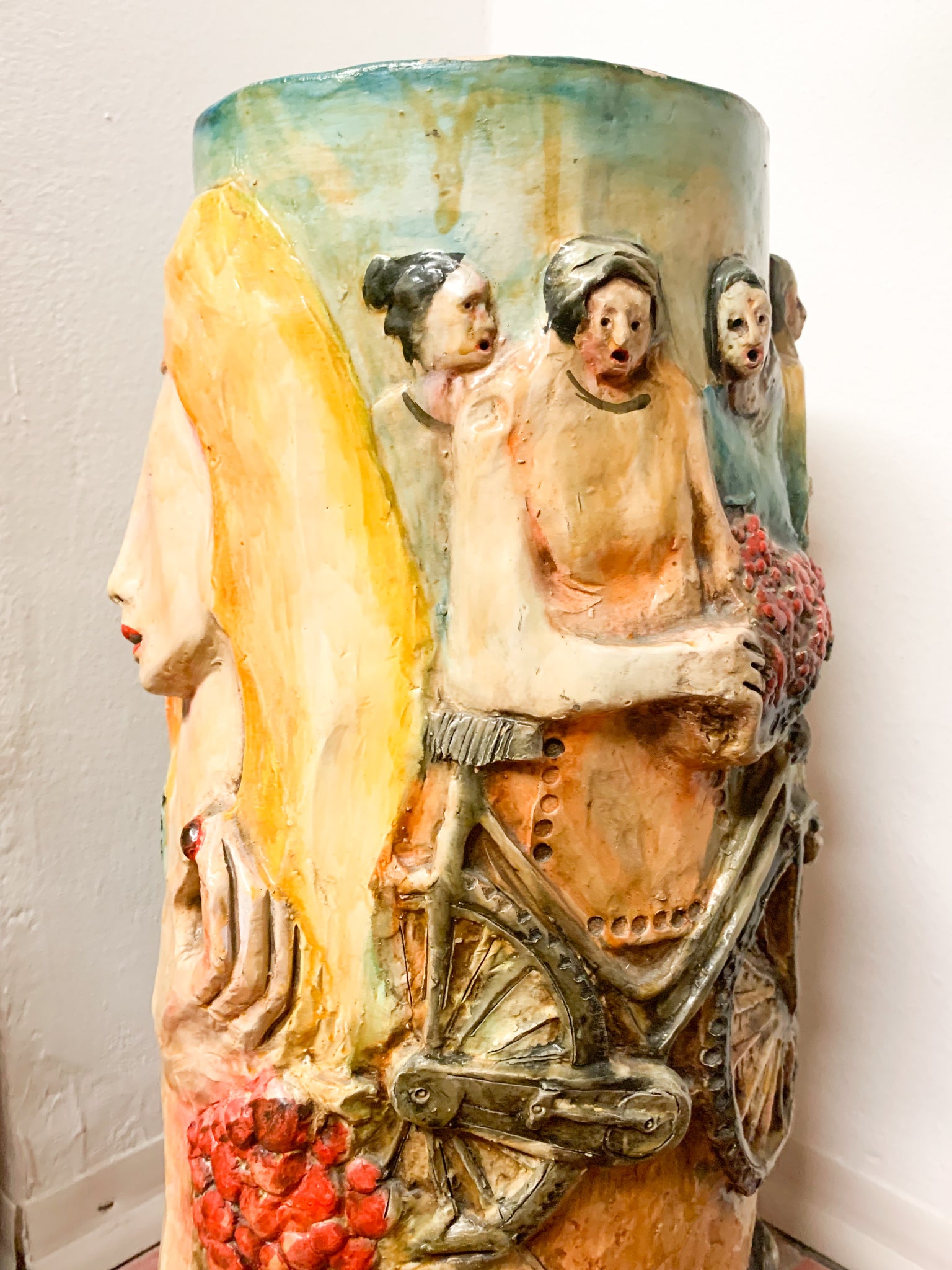 Portaombrelli in ceramica di Pucci Dipinto e Scolpito a Mano Anni 50