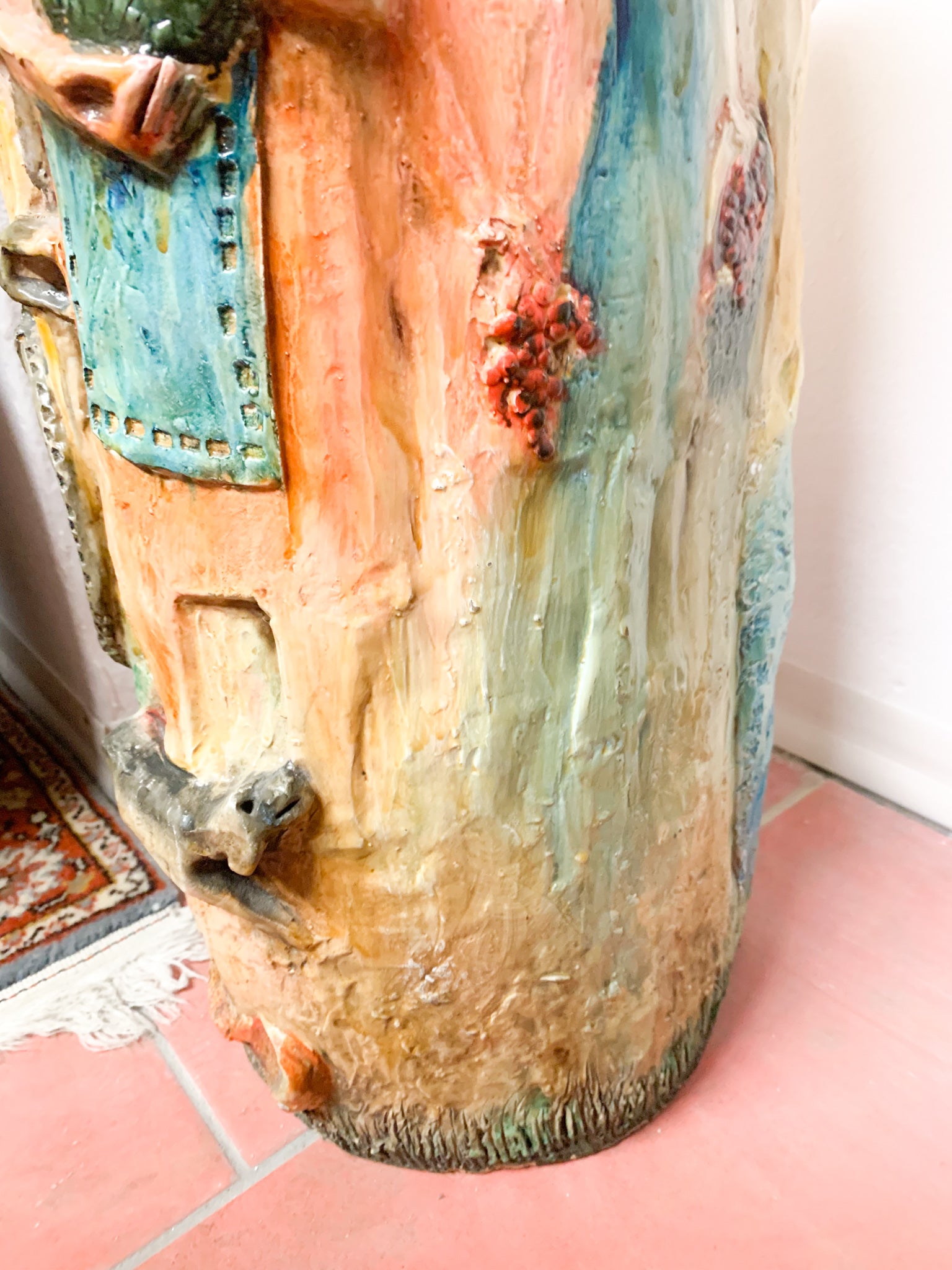 Portaombrelli in ceramica di Pucci Dipinto e Scolpito a Mano Anni 50