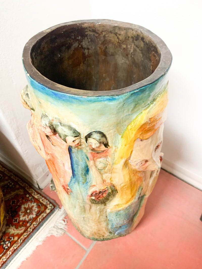Ceramic umbrella stand by Pucci Painted and Sculpted by Hand from the 50s