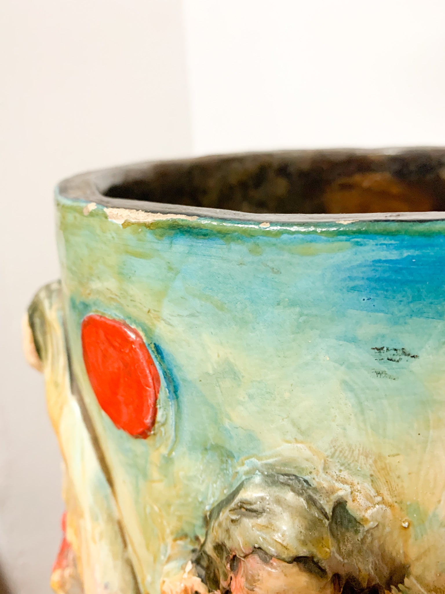 Portaombrelli in ceramica di Pucci Dipinto e Scolpito a Mano Anni 50