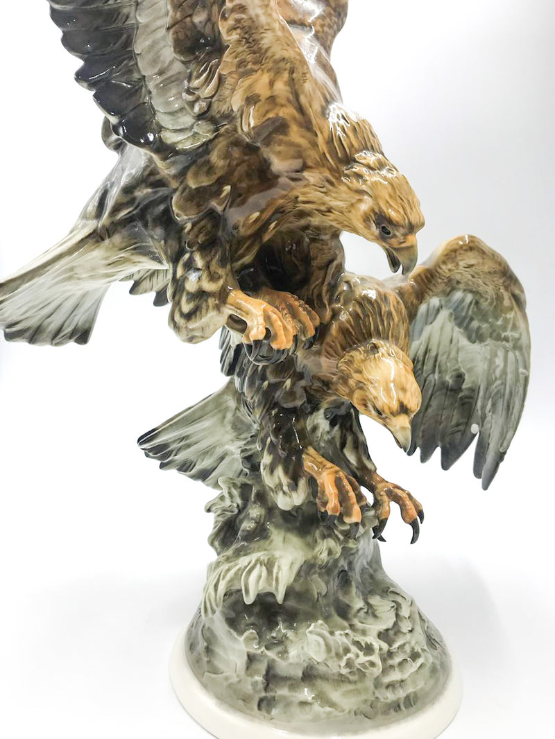 Ceramic Sculpture of a Pair of Eagles by Hutsenreuter, 1950s