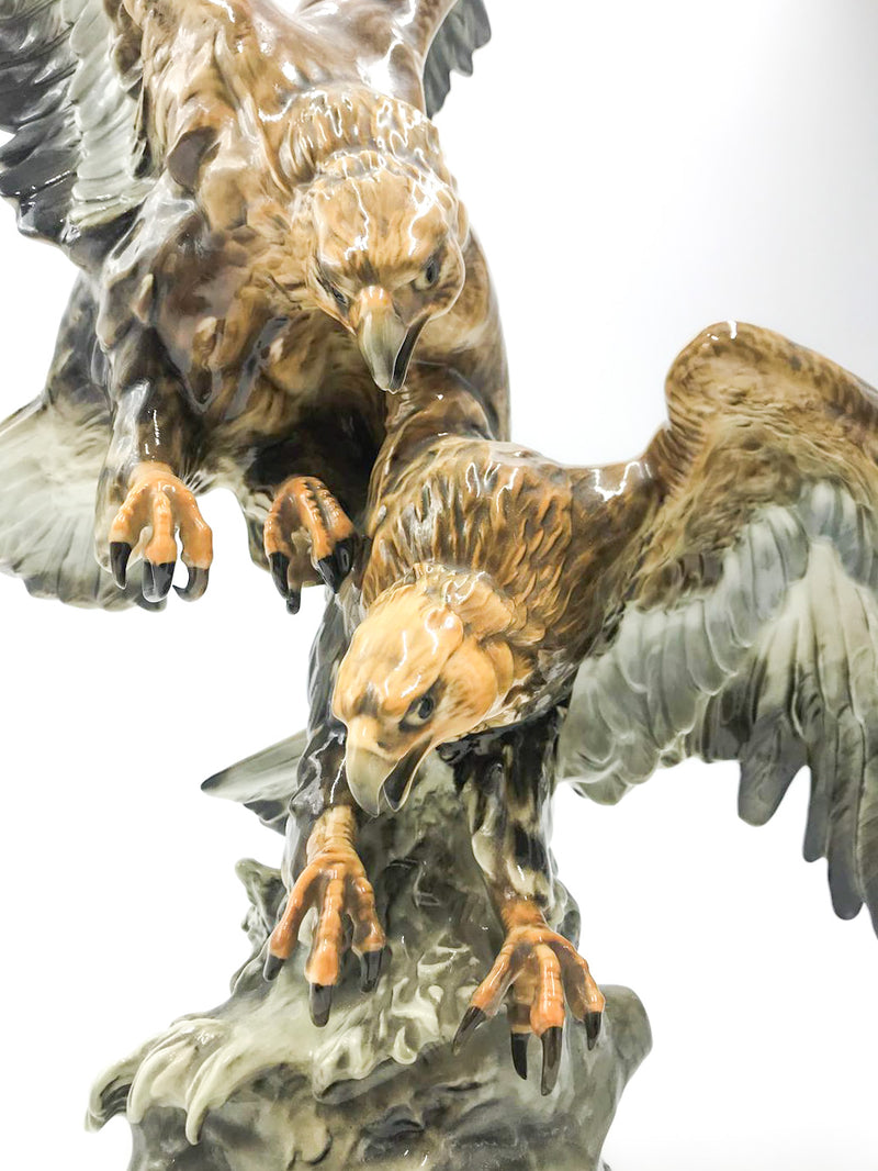 Ceramic Sculpture of a Pair of Eagles by Hutsenreuter, 1950s