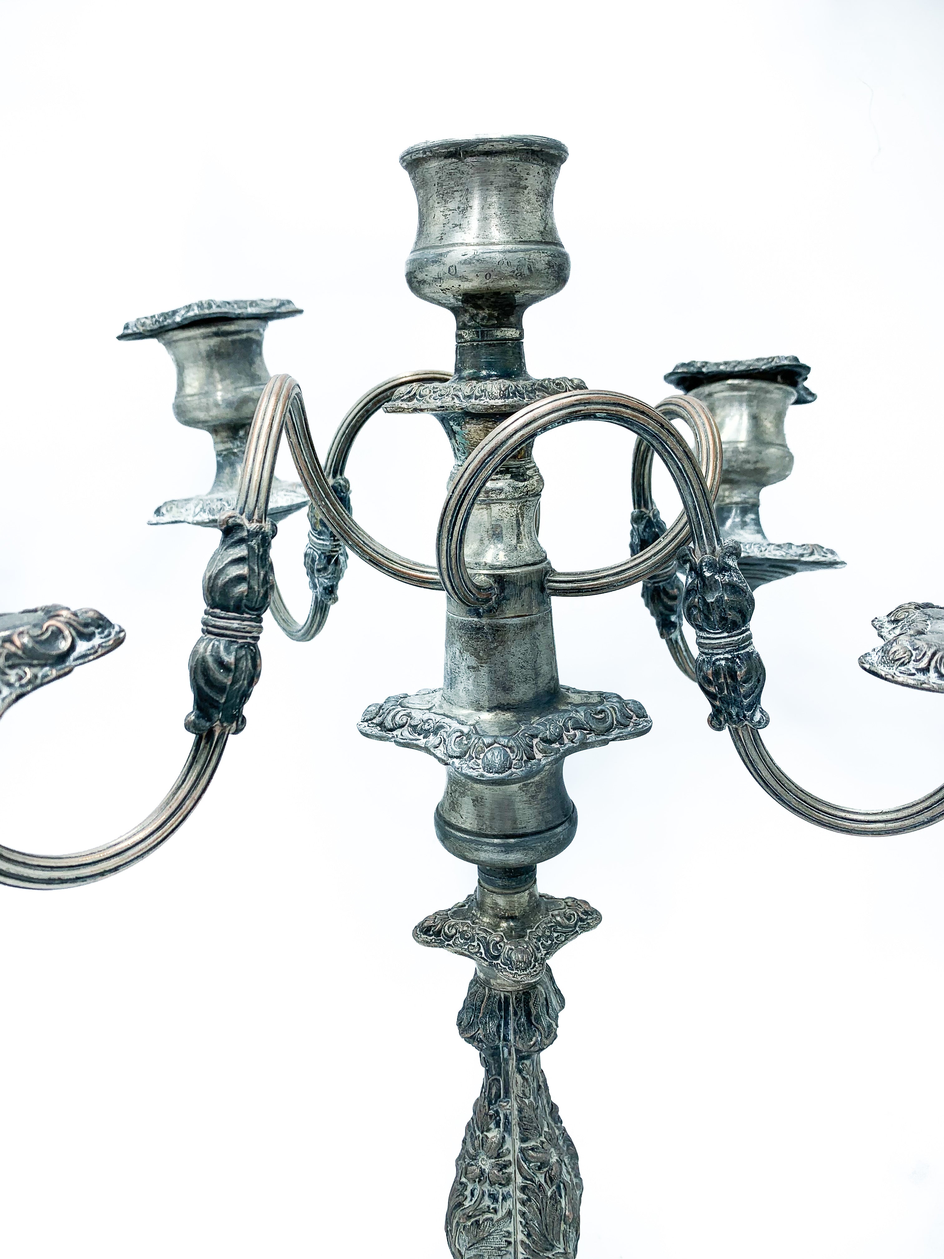 Pair of 1950s Metal Candelabra