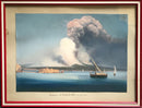 Coppia di Dipinti di Eruzione del Vesuvio di Gouache 1800