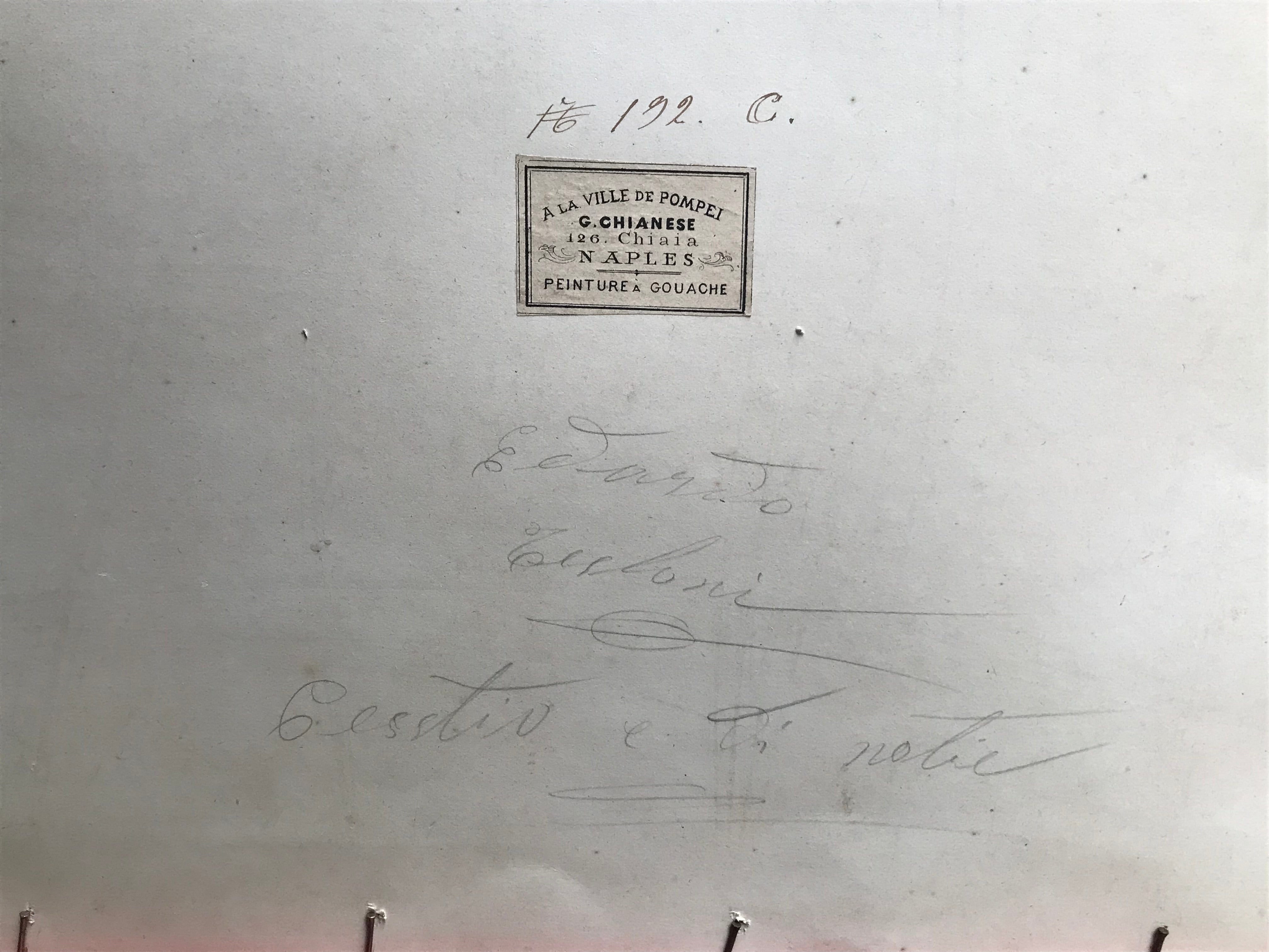 Coppia di Dipinti di Eruzione del Vesuvio di Gouache 1800