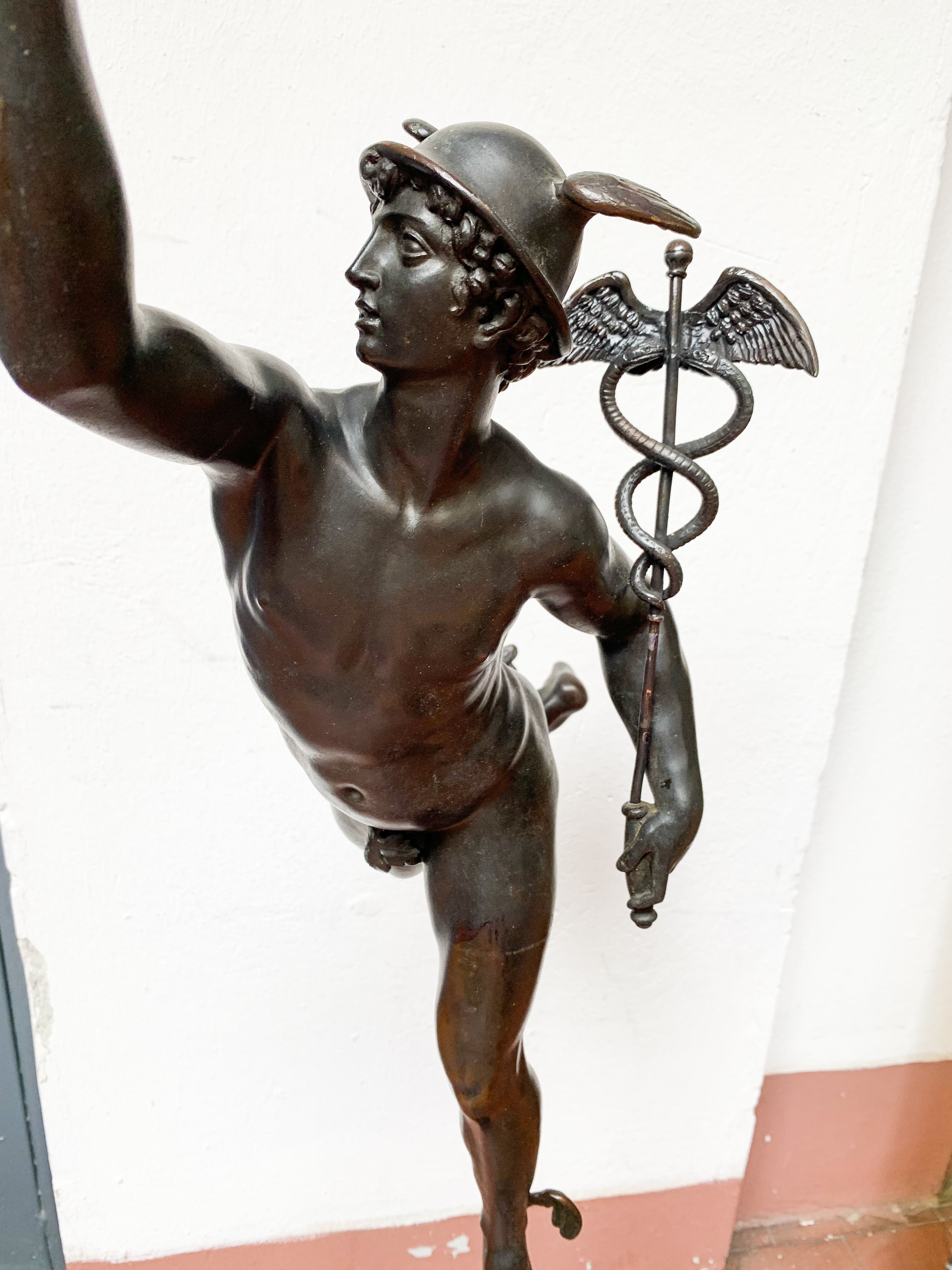 Hermes bronze sculpture by Antonio Pandiani from the early 1900s