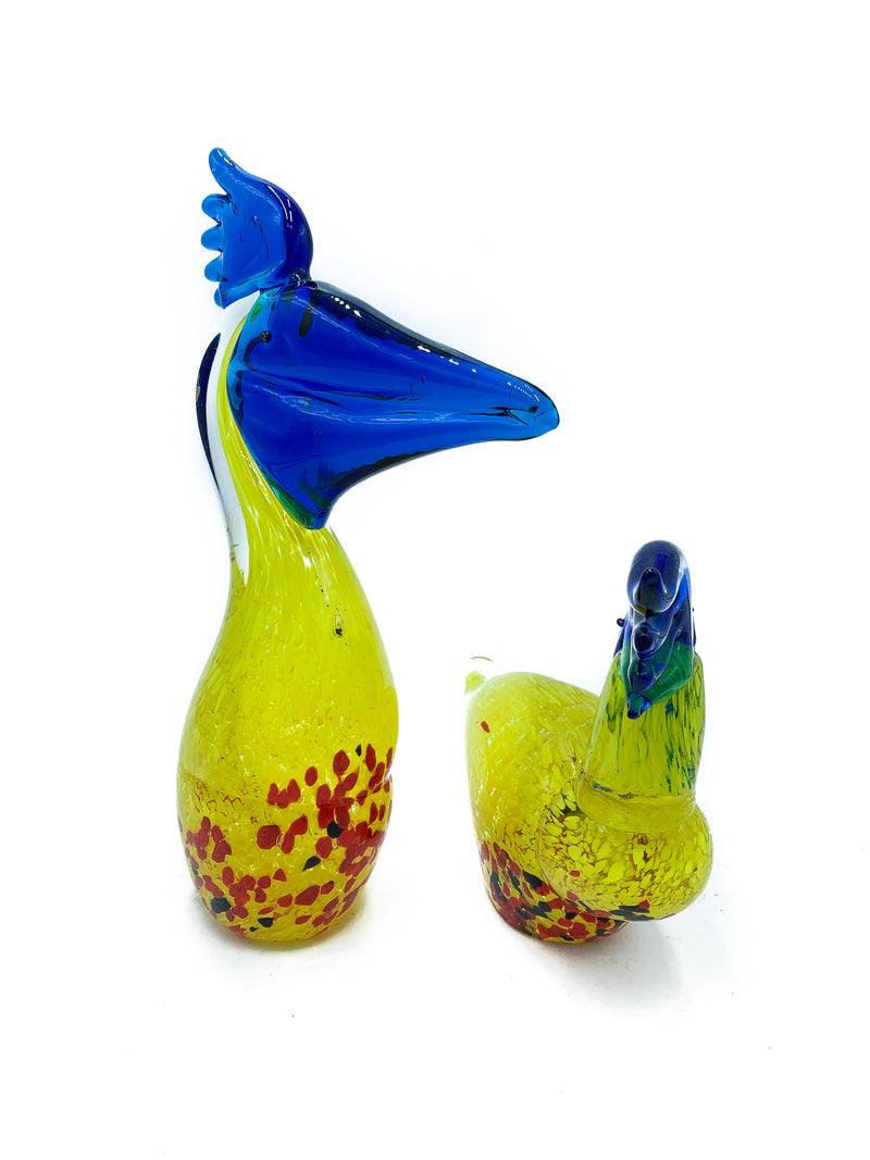Murano glass yellow and blue toucan from the 70s