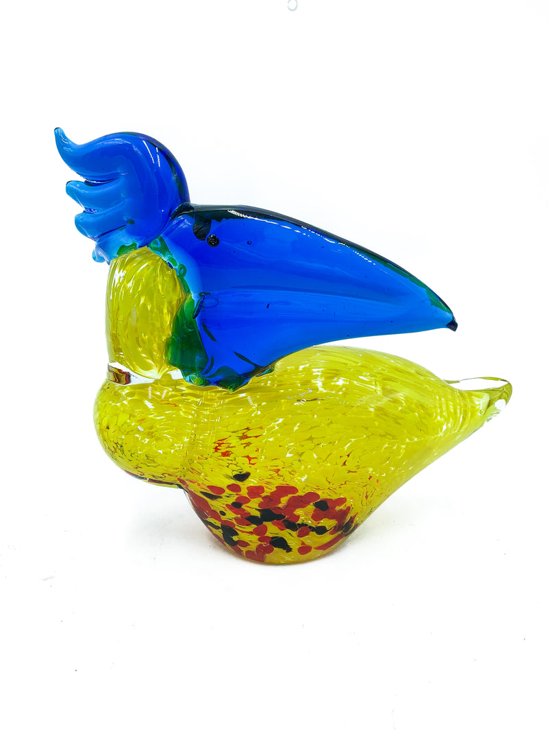 Murano glass yellow and blue toucan from the 70s