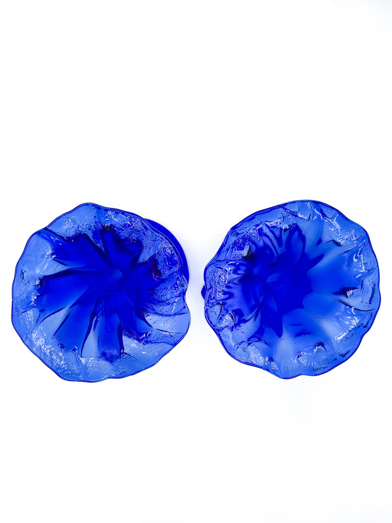 Pair of Tulip in Blue Murano Glass from the 1960s