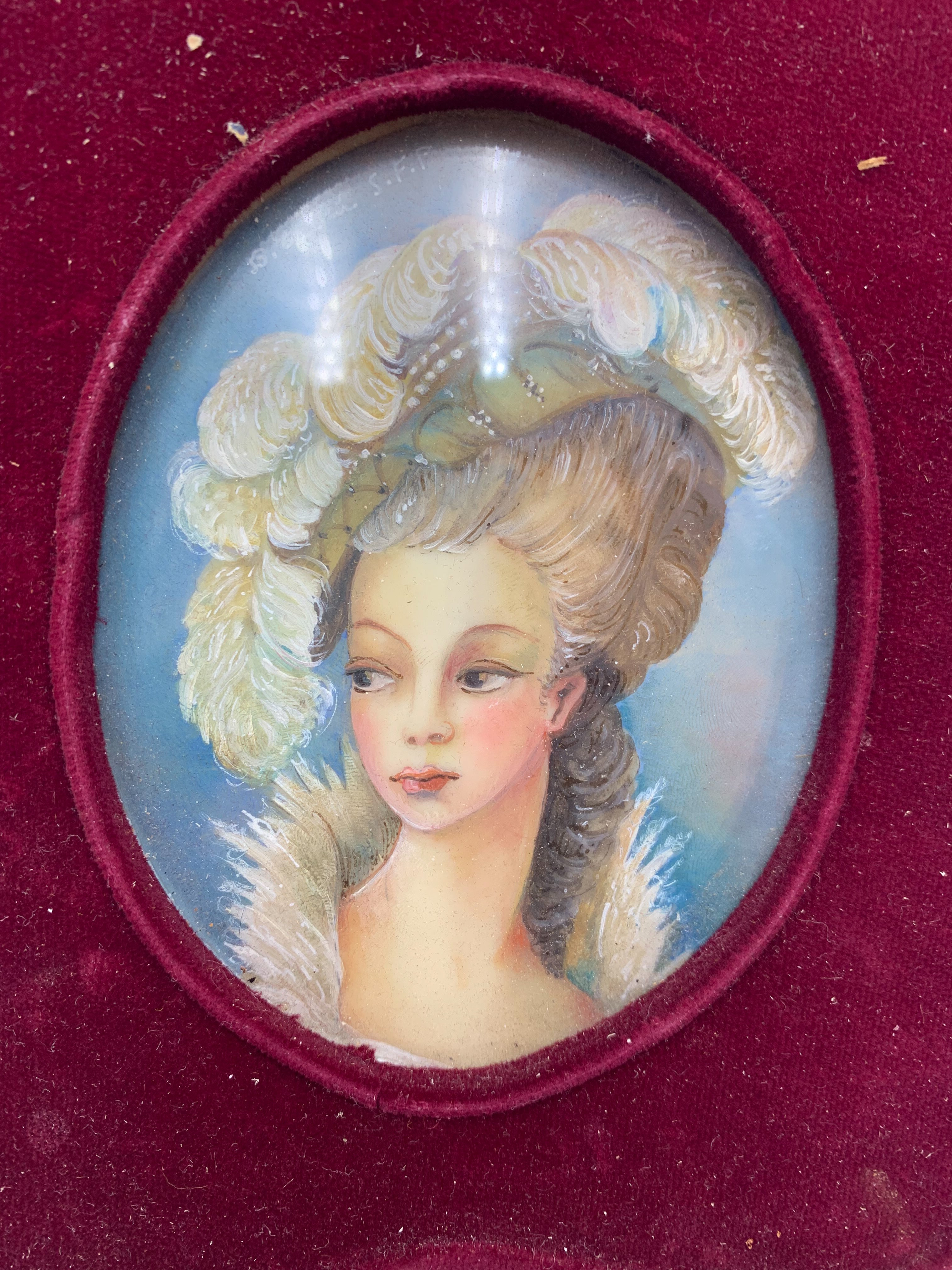 Pair of Retouched Lady Miniatures 60s