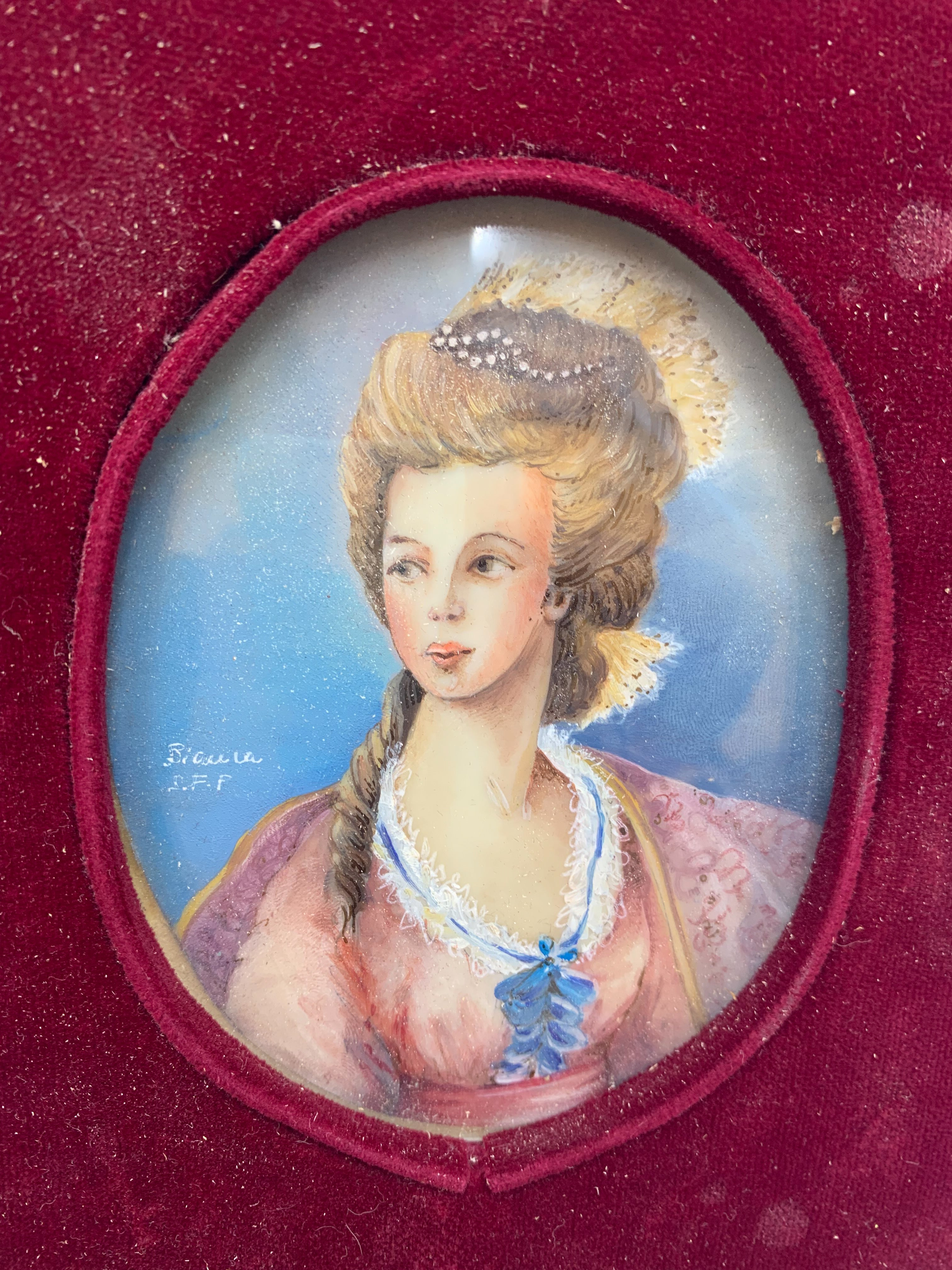 Pair of Retouched Lady Miniatures 60s