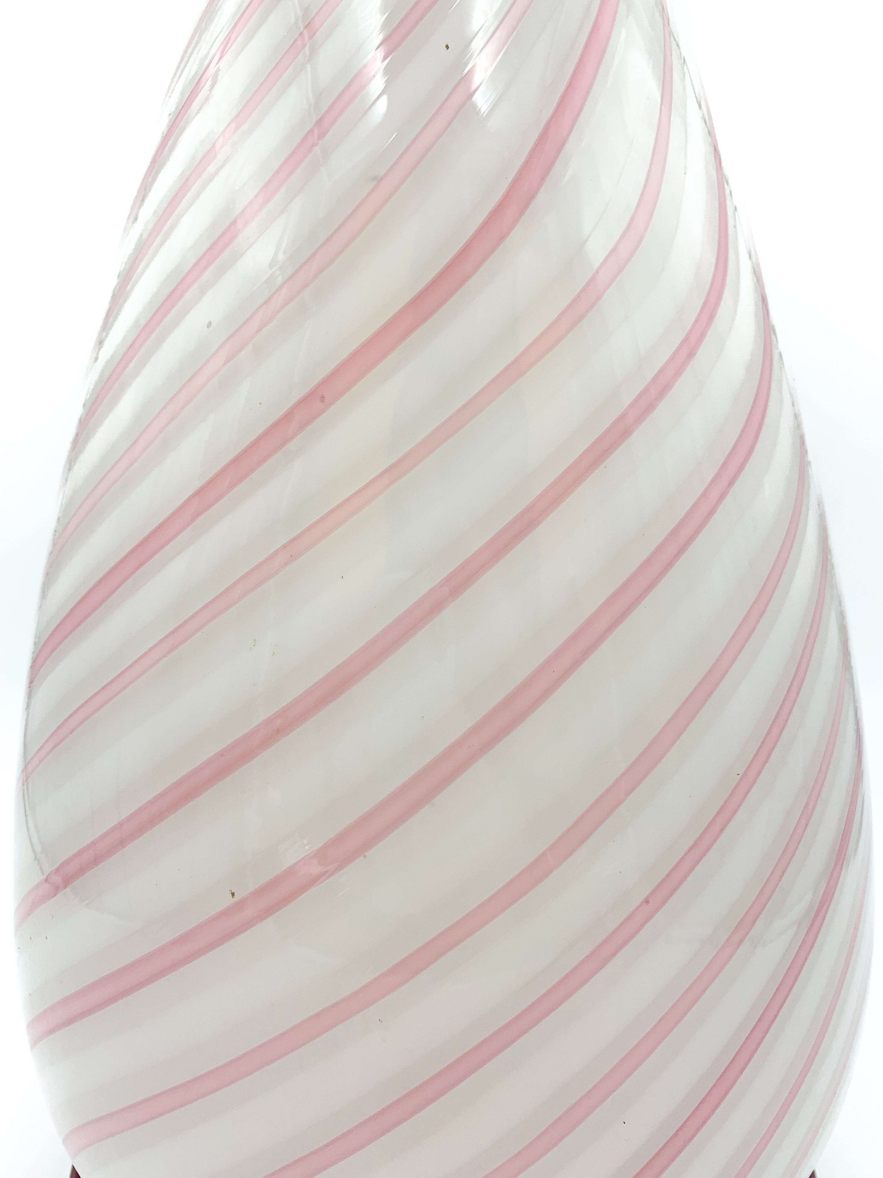 Lampada in Vetro di Murano Rosa Swirl Anni 60