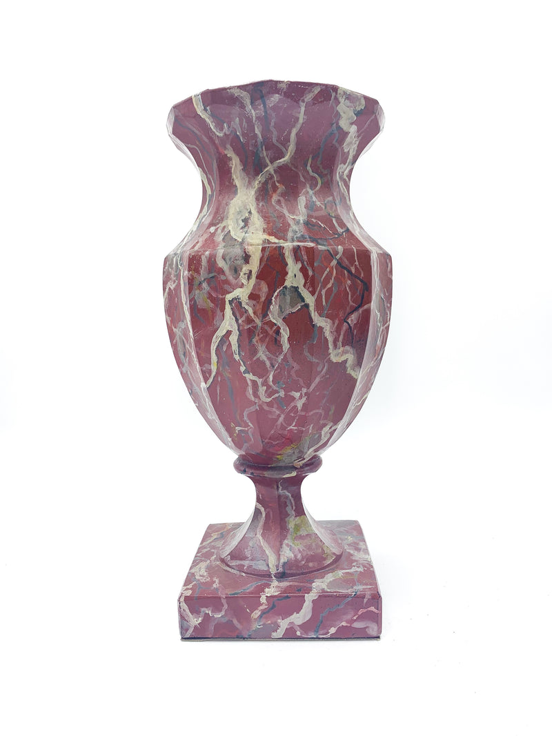 Vaso in Ceramica Simil Marmo Rosa Striato Anni 40