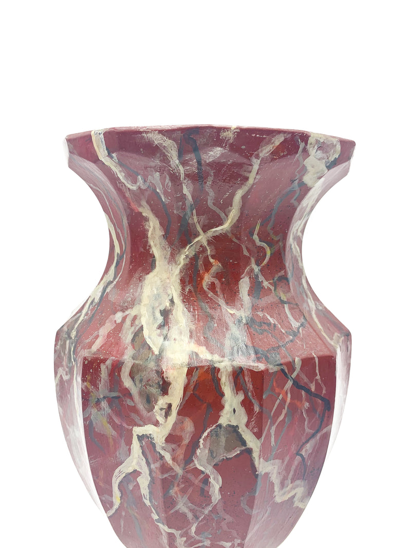 Vaso in Ceramica Simil Marmo Rosa Striato Anni 40