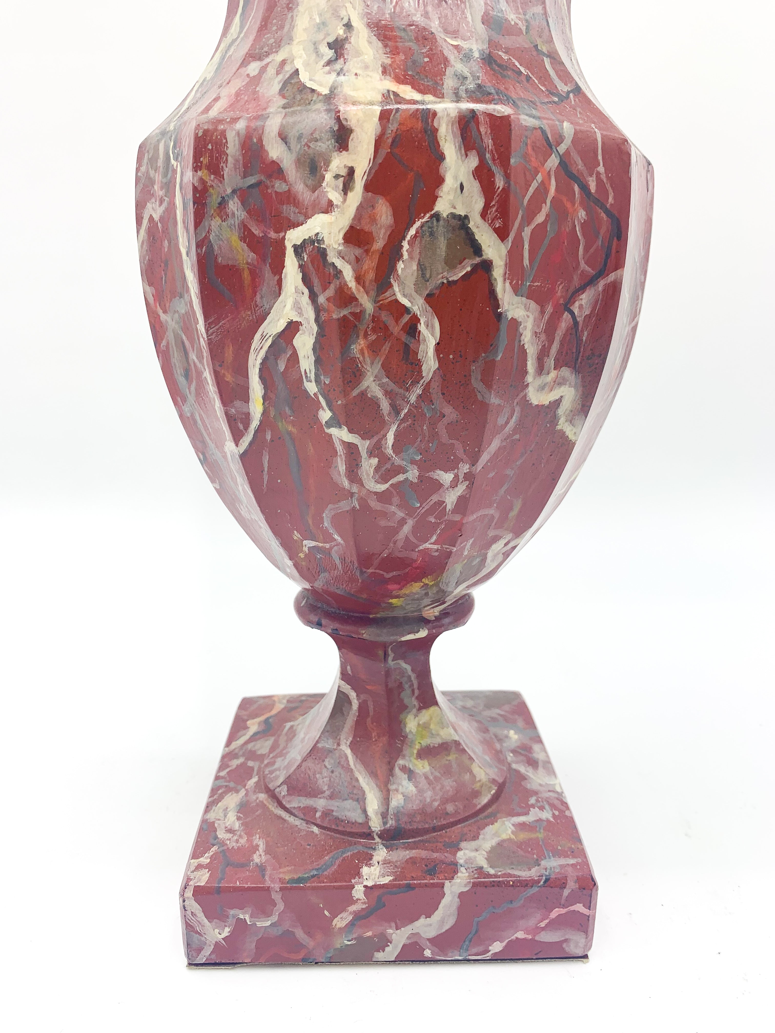 Vaso in Ceramica Simil Marmo Rosa Striato Anni 40