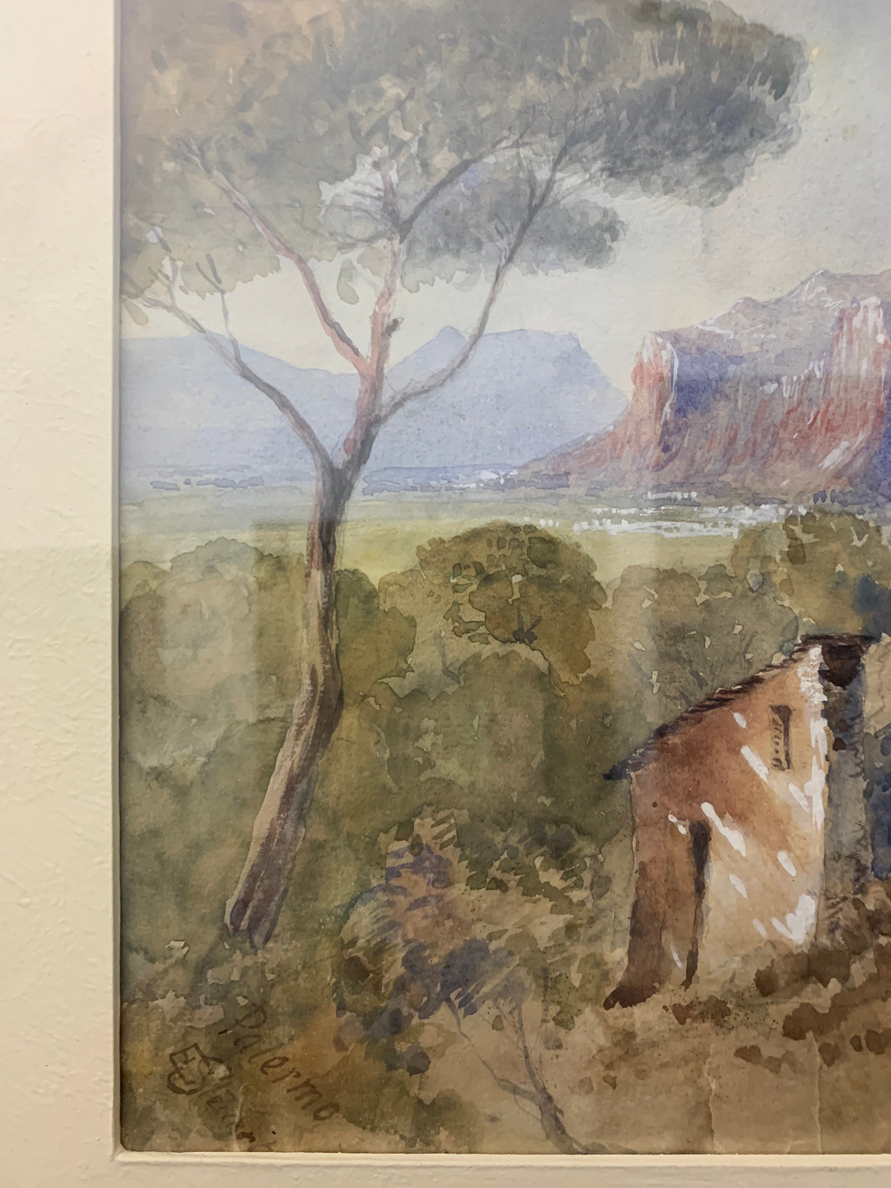 Watercolor Painting of the Palermitan Coast Landscape from the 1800s