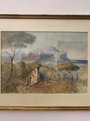 Dipinto Acquerello di Paesaggio di Costa Palermitana del 1800