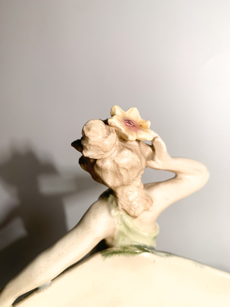 French Ceramic Sculpture of Lady Liberty with Early 20th Century Flower Holder