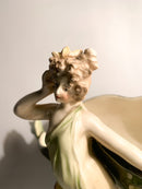 Scultura in Ceramica Francese di Dama Liberty con Portafiori Primi Novecento