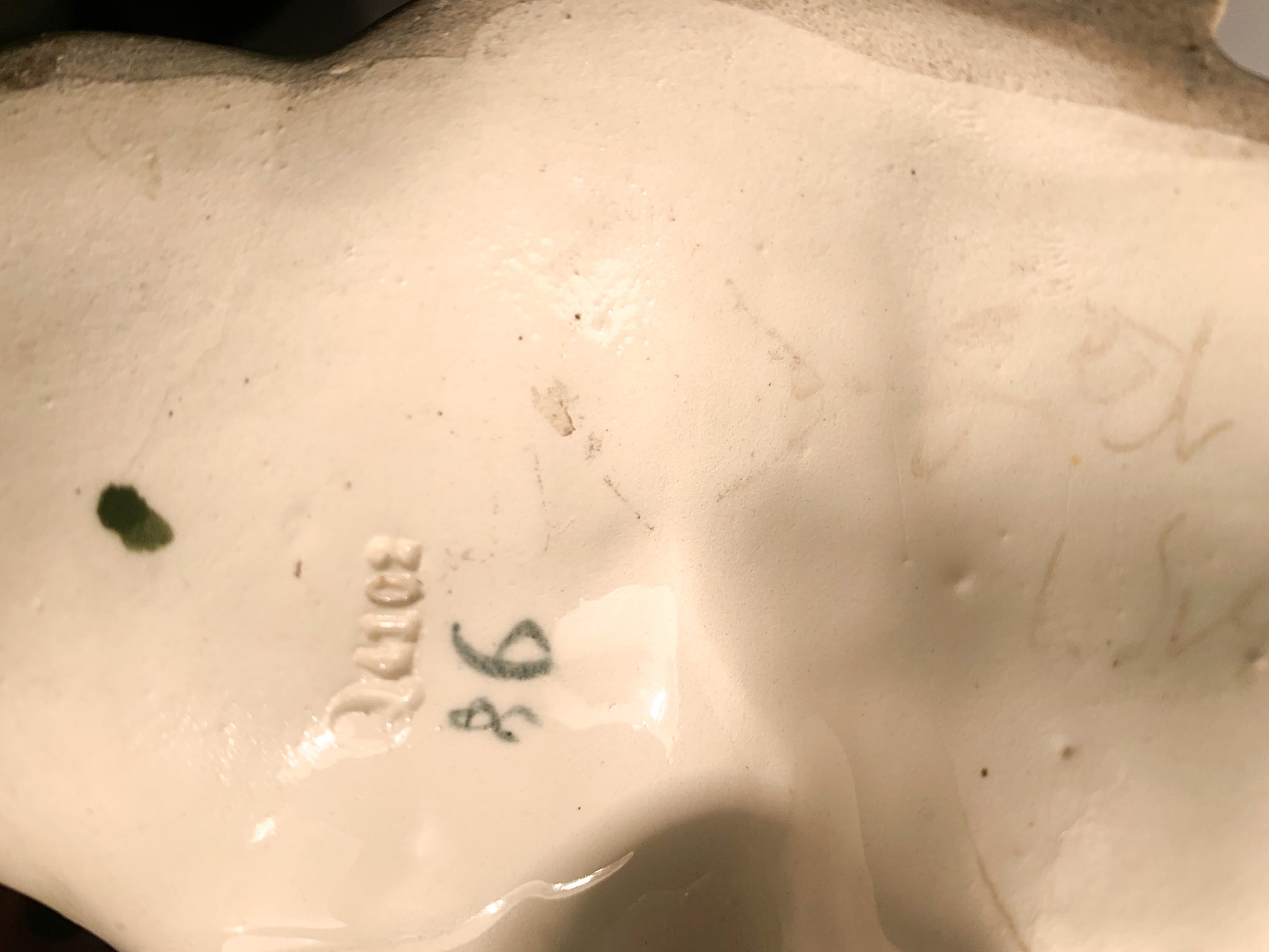 Scultura in Ceramica Francese di Dama Liberty con Portafiori Primi Novecento