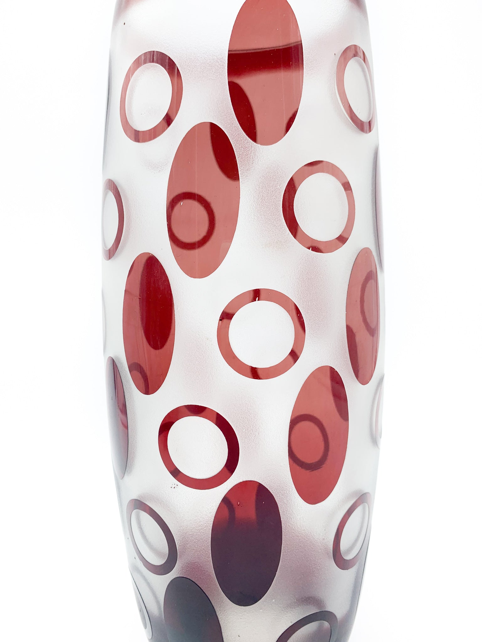 Vaso In Vetro a Pois Rossi Anni 60