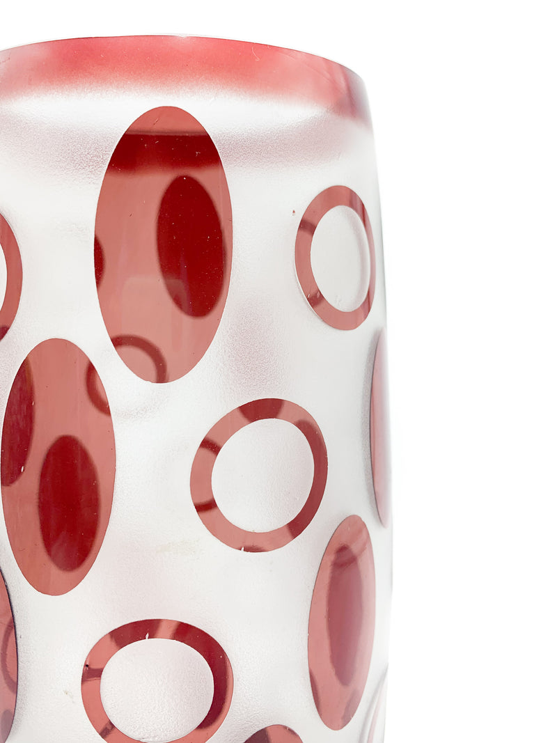 60s Red Polka Dot Glass Vase
