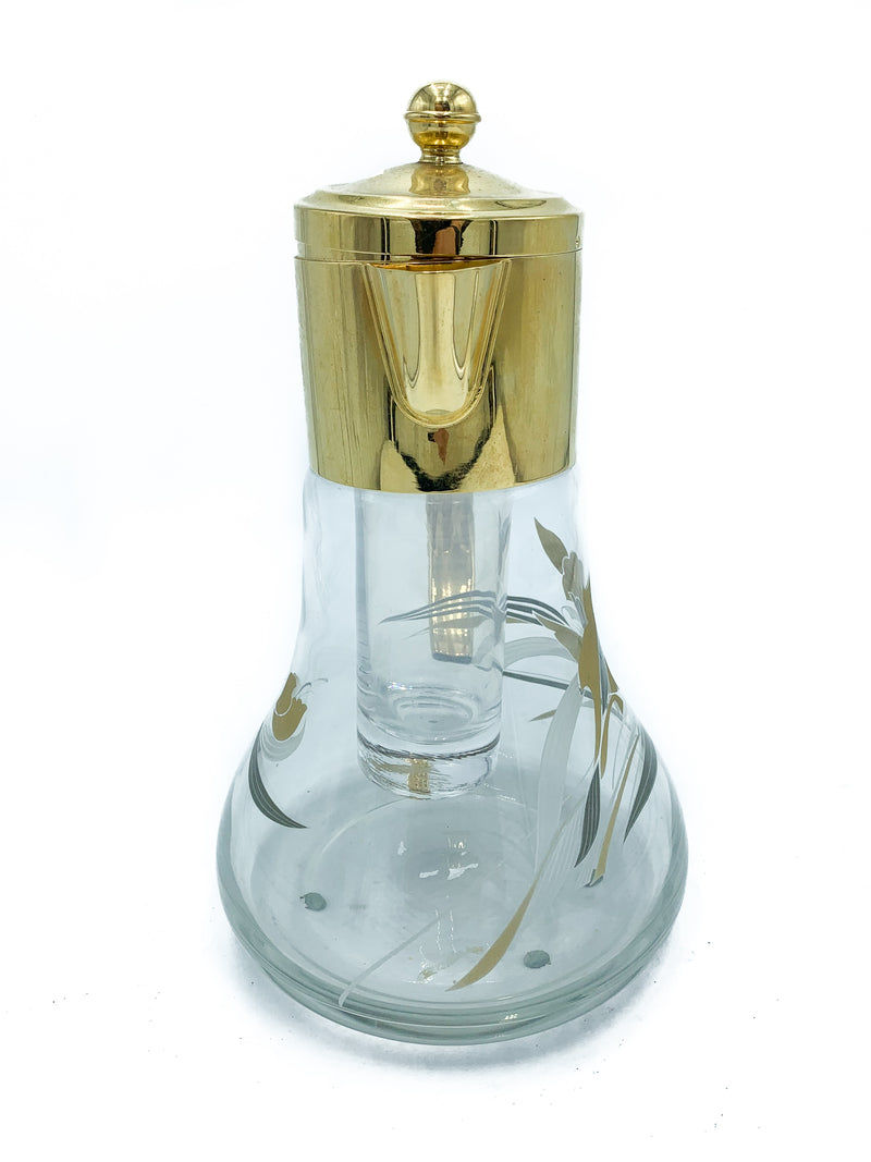 Glass and Brass Carafe with Internal Ice Bucket from the 1980s