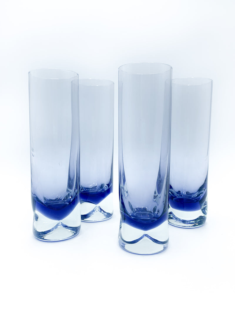 Set of Four Violet Sculpted Glass Drinks 1960s