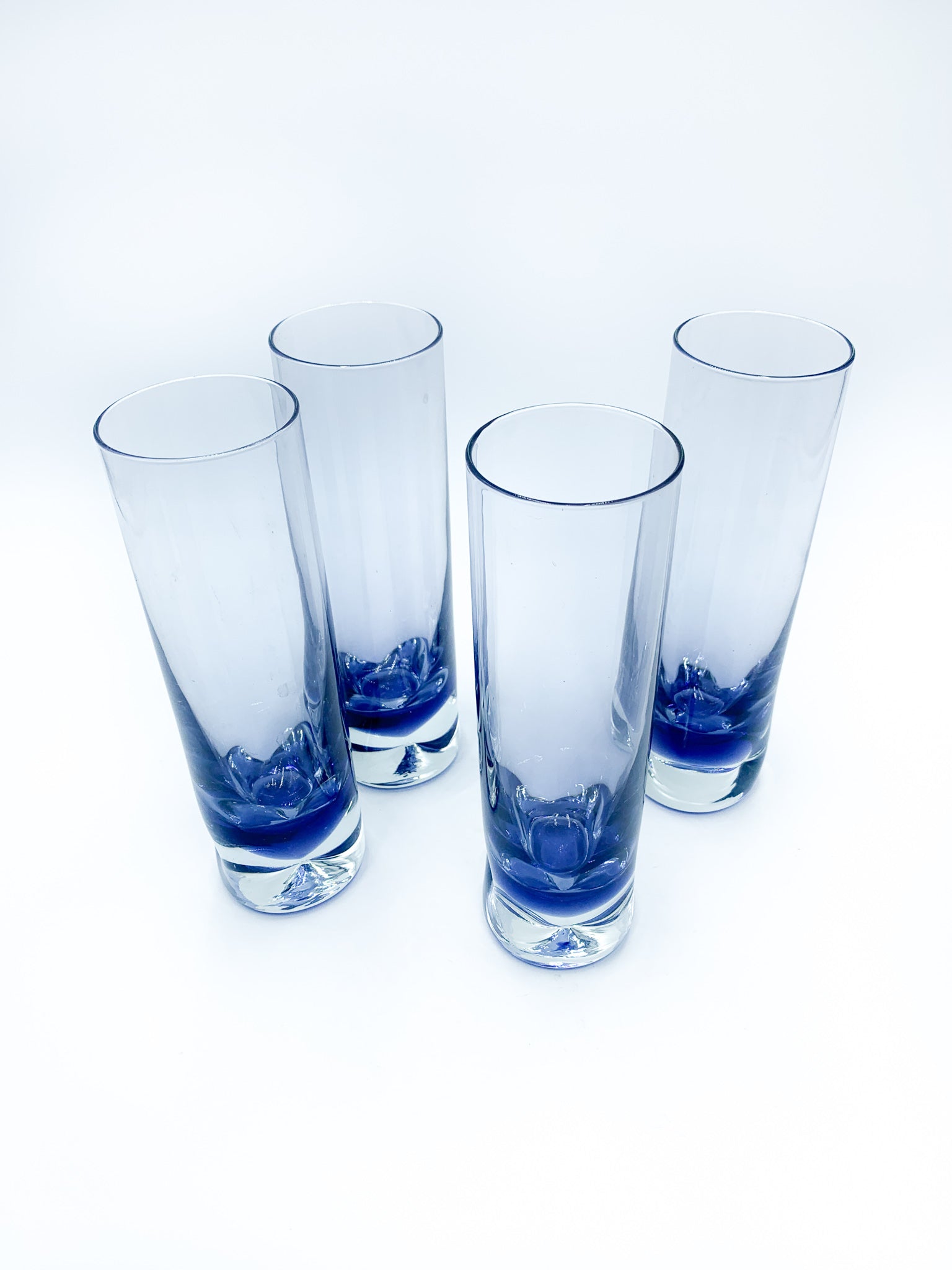 Set of Four Violet Sculpted Glass Drinks 1960s