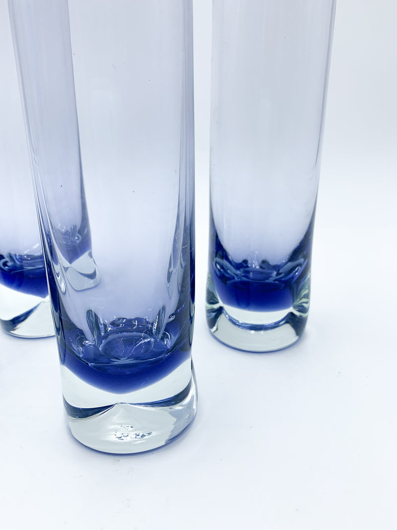 Set da Quattro Bicchieri da Bevanda in Vetro Viola Scolpito Anni 60