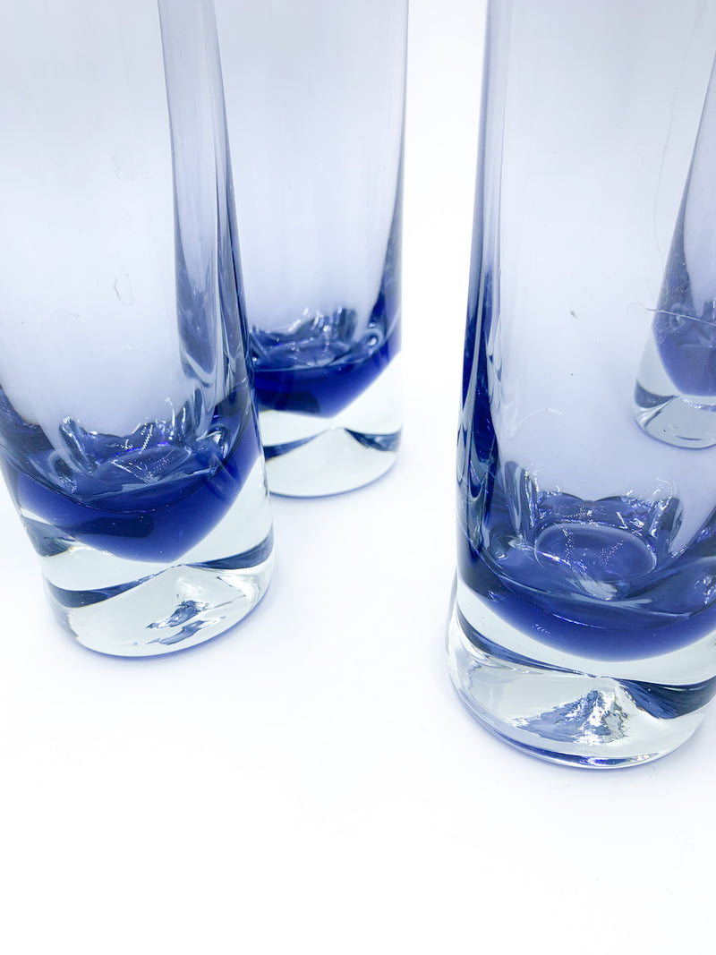 Set da Quattro Bicchieri da Bevanda in Vetro Viola Scolpito Anni 60