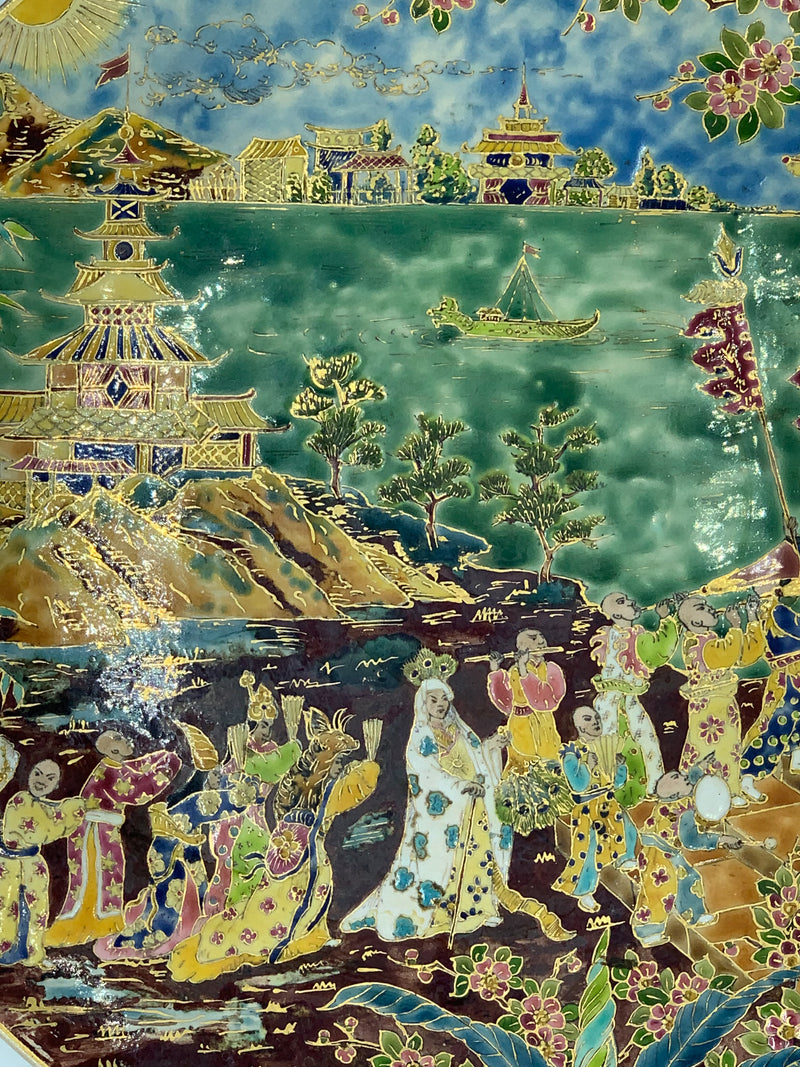 Piatto in Ceramica Giapponese Dipinto a Mano Anni 60