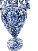 Vaso in Ceramica Umbra Blu e Bianco Anni '30