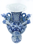 Vaso in Ceramica Umbra Blu e Bianco Anni '30