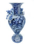 Vaso in Ceramica Umbra Blu e Bianco Anni '30