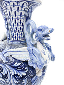 Vaso in Ceramica Umbra Blu e Bianco Anni '30