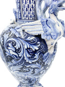 Vaso in Ceramica Umbra Blu e Bianco Anni '30