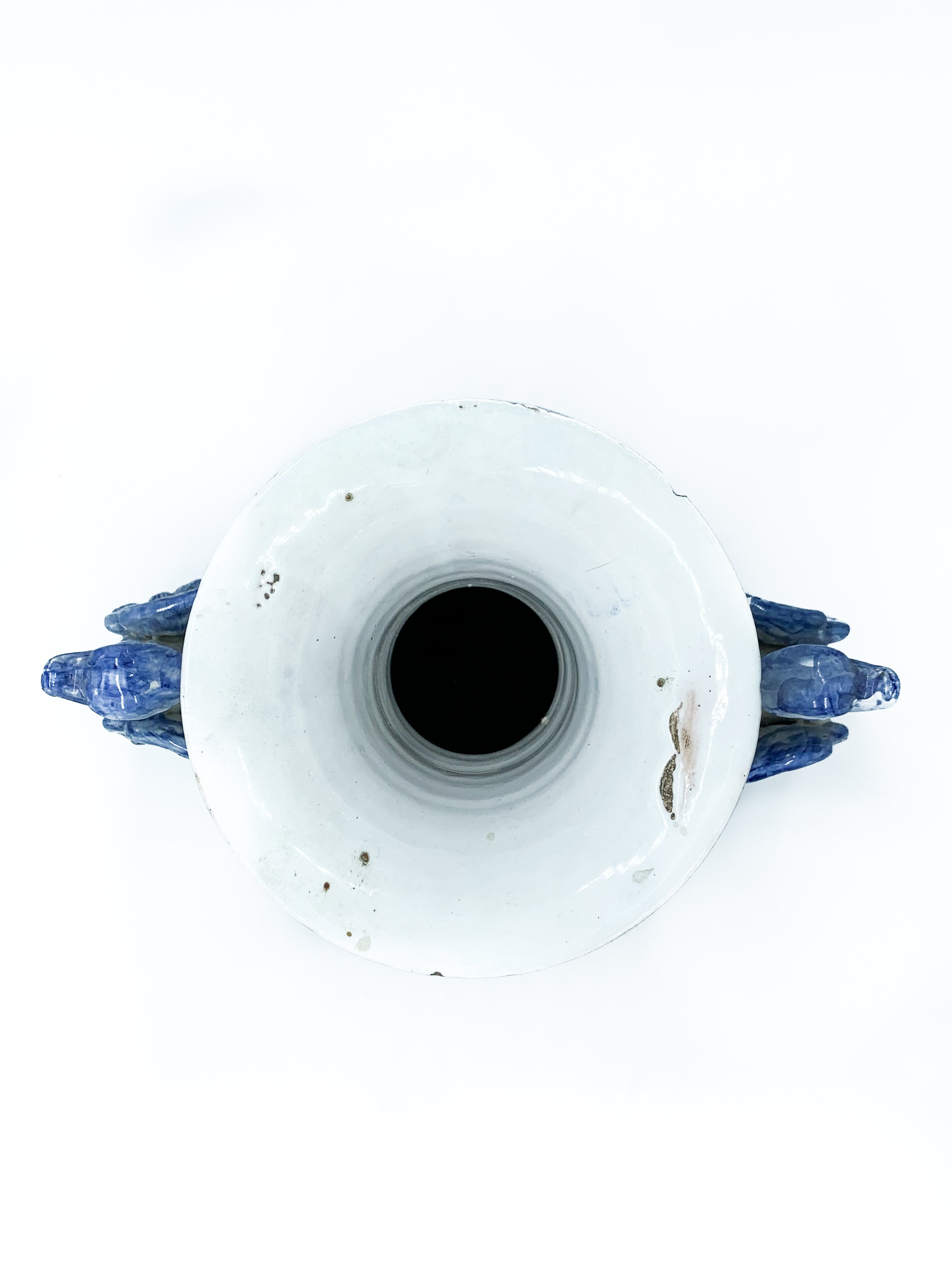 Vaso in Ceramica Umbra Blu e Bianco Anni '30