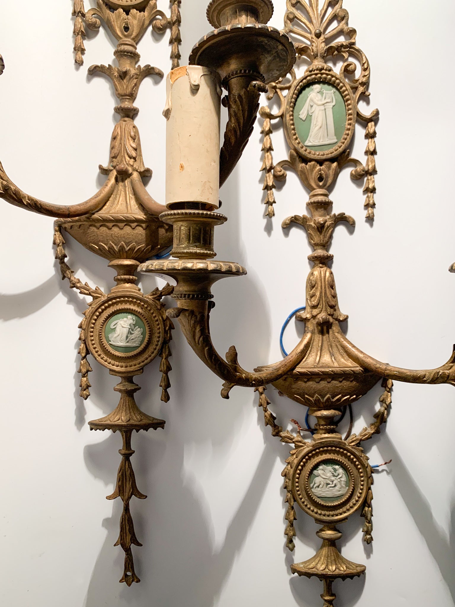 Coppia di Appliques in Bronzo e Camei del 1800