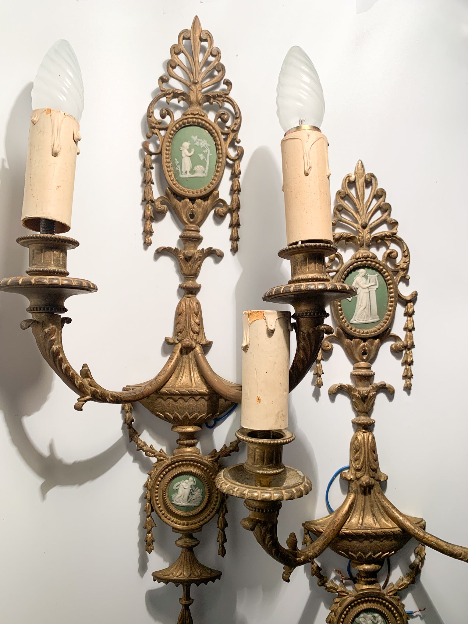 Coppia di Appliques in Bronzo e Camei del 1800