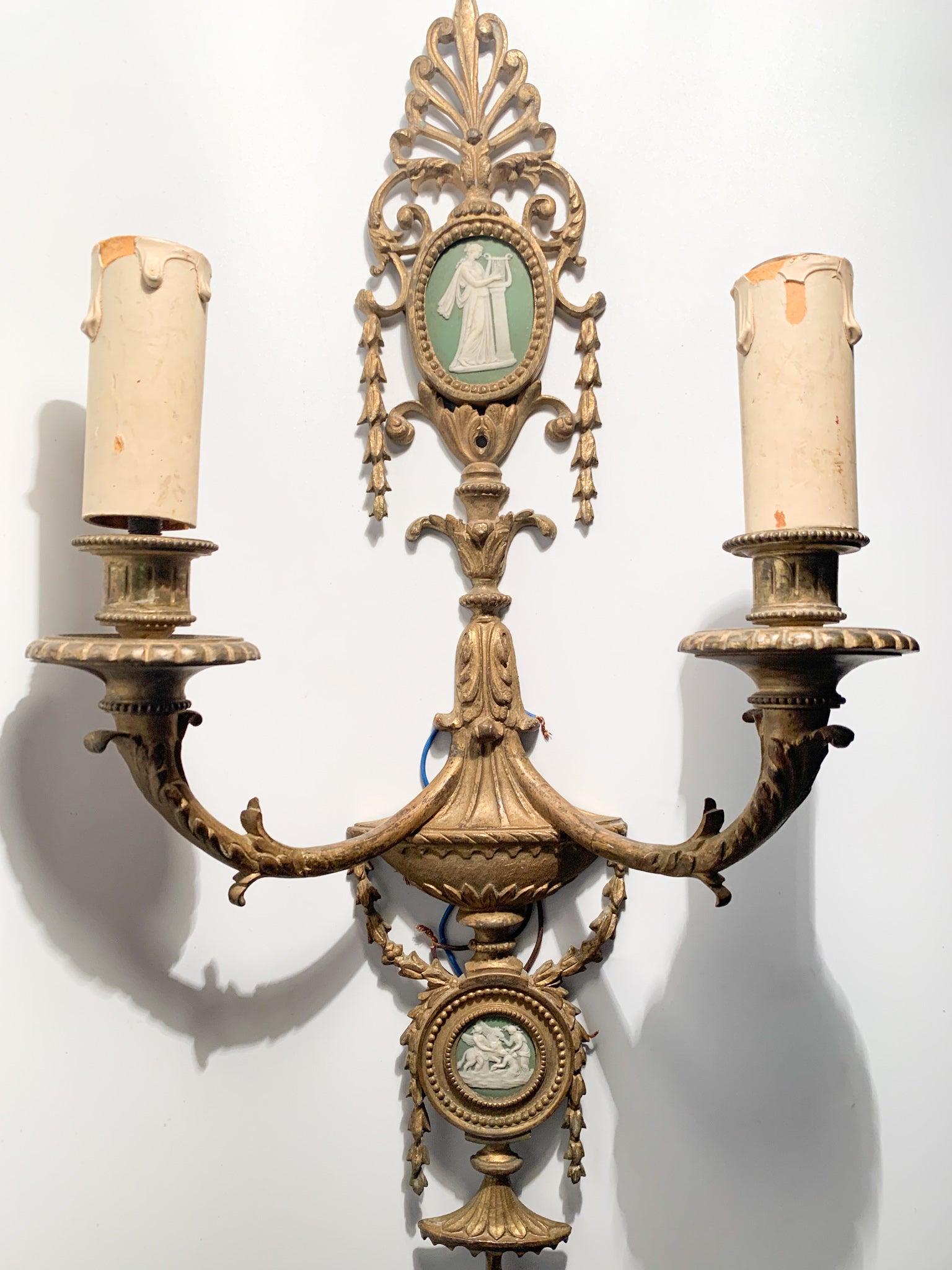 Coppia di Appliques in Bronzo e Camei del 1800