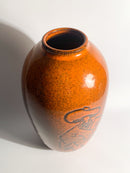 Orange Arcore Ceramic Vase with 80's Decorative Detail