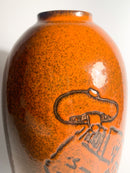 Orange Arcore Ceramic Vase with 80's Decorative Detail