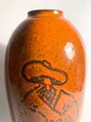 Orange Arcore Ceramic Vase with 80's Decorative Detail