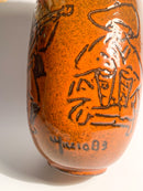 Orange Arcore Ceramic Vase with 80's Decorative Detail
