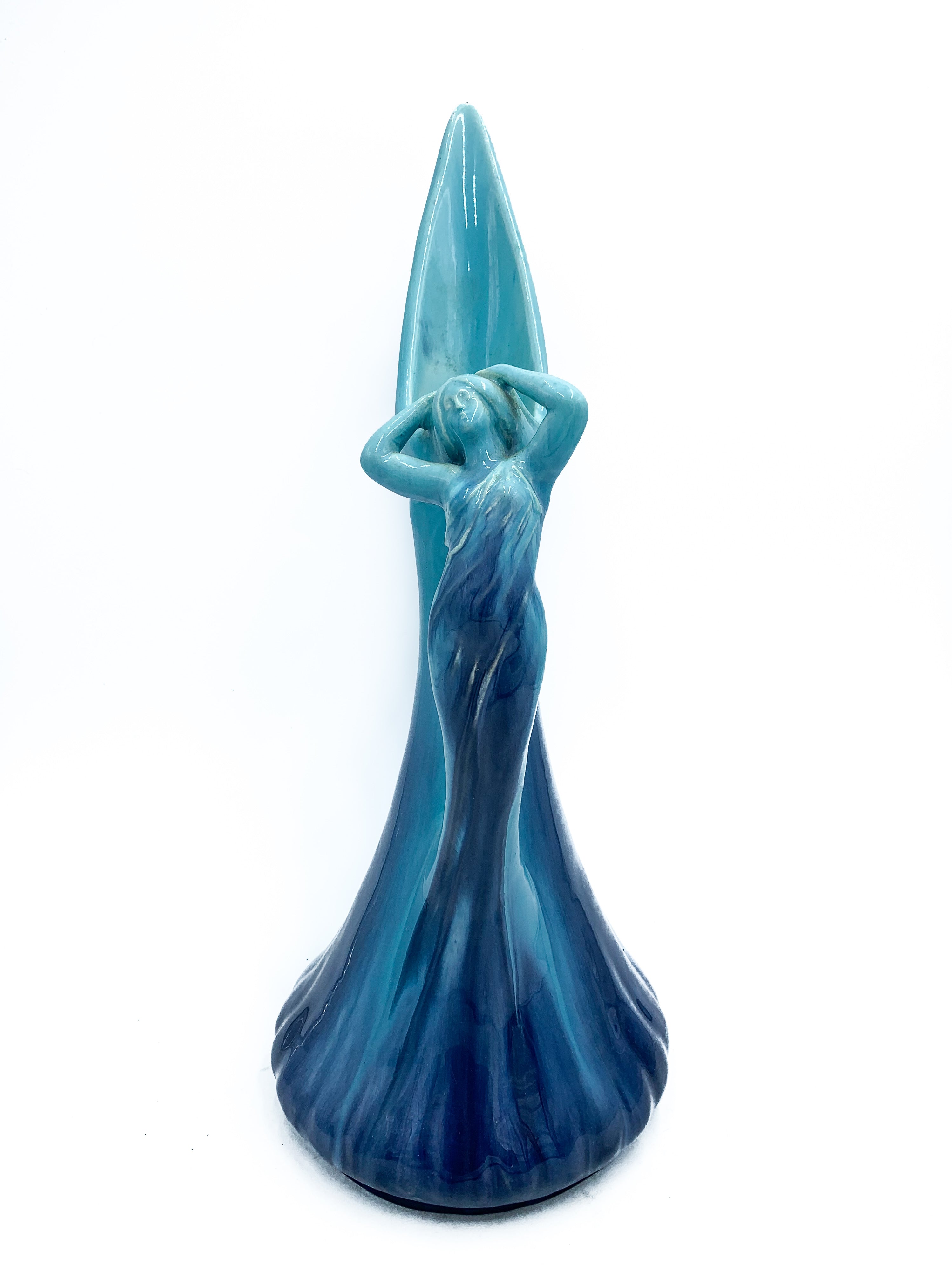 Vallauris Blue Ceramic Pitcher from the 1950s